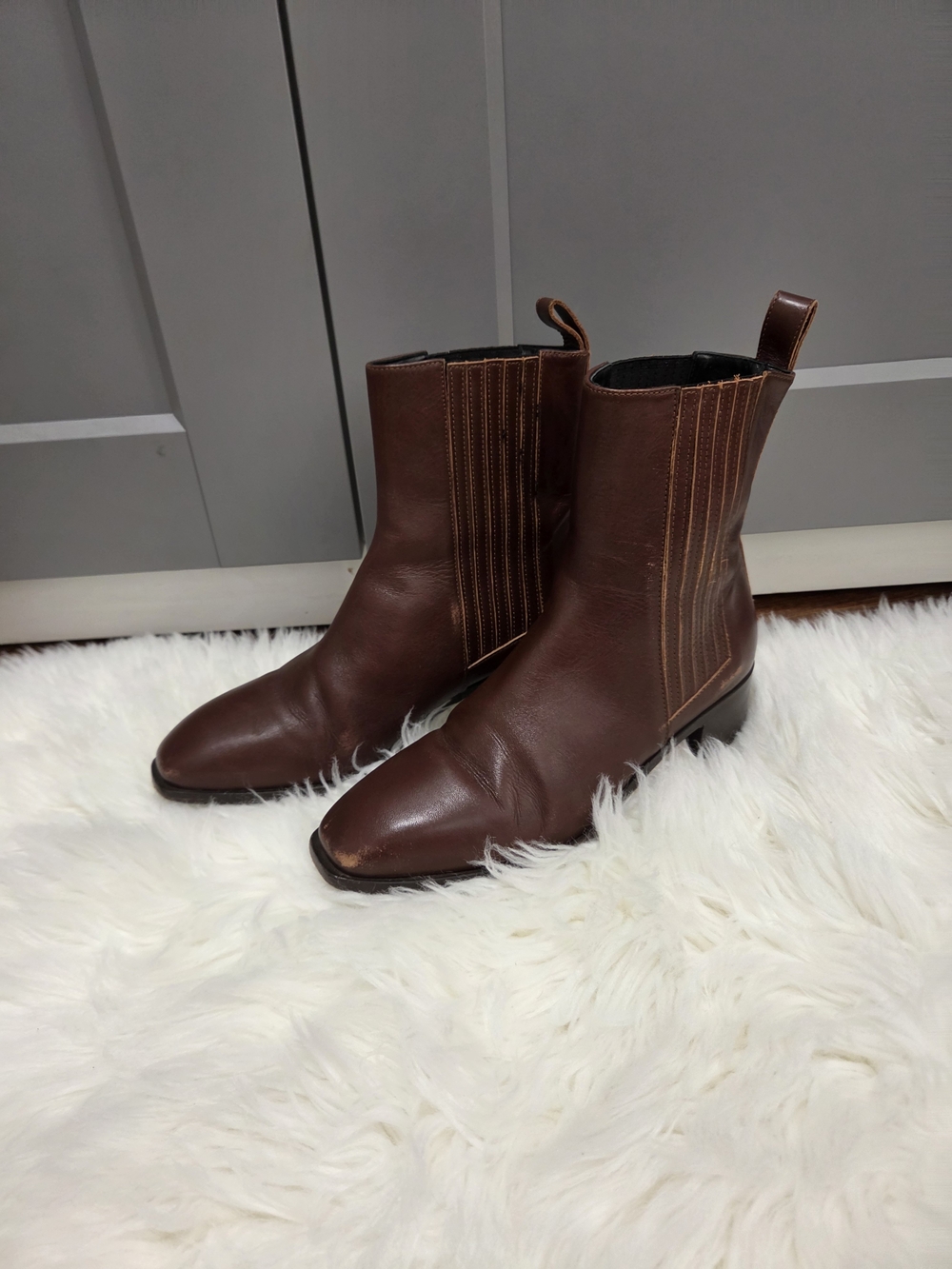 aeyde  Brown Leather Ankle Boots for Women